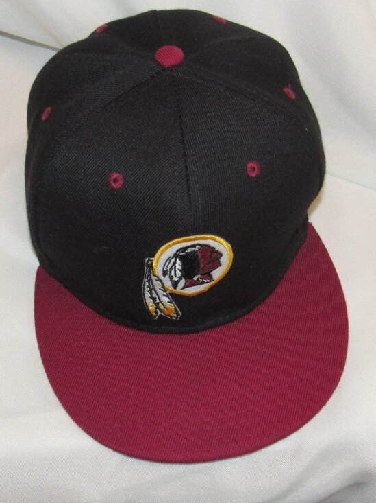 Washington Redskins Black/Scarlett Snap-Back Cap OS Vintage Cotton Blend EUC - Picture 2 of 6